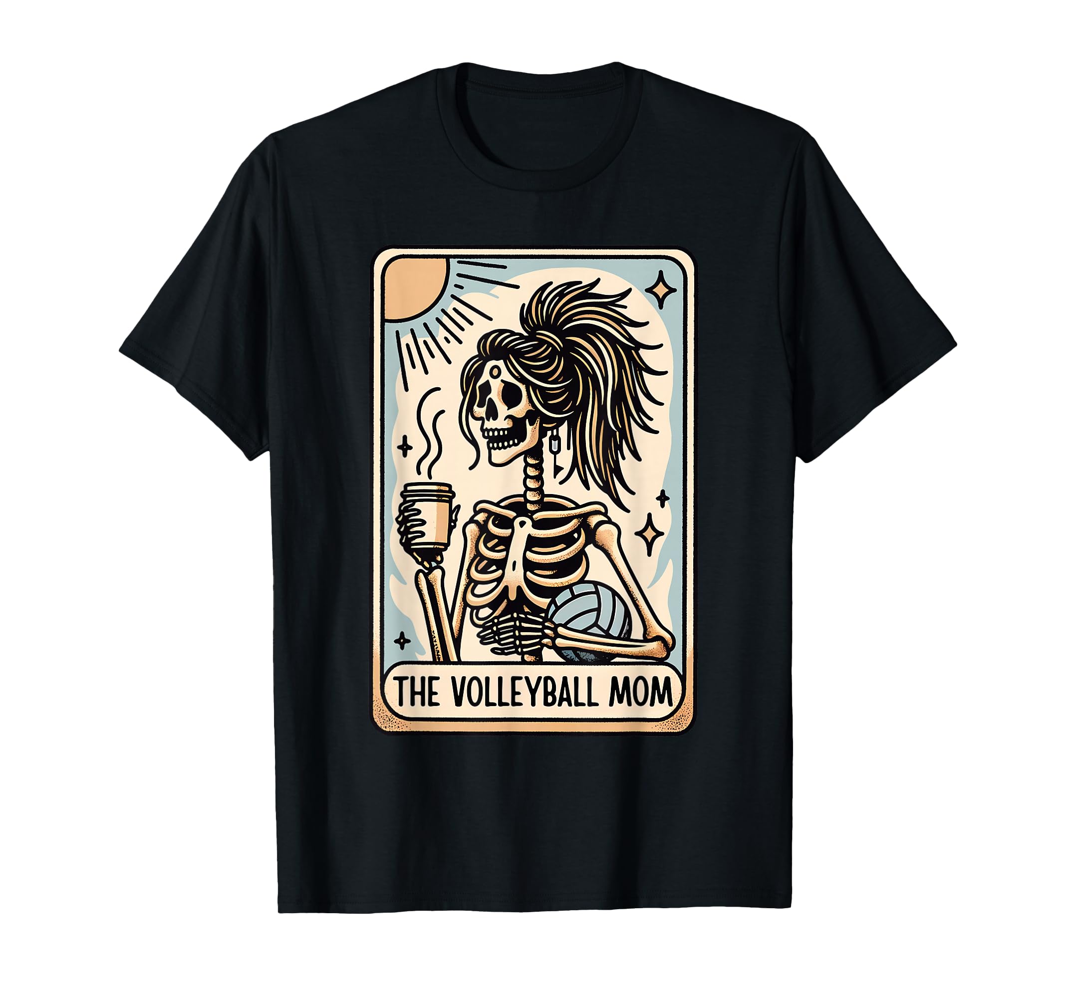 Volleyball Mom Tarot Card Skeleton T-Shirt - Minimalist Print Unisex - T-Shirt, Sweatshirt, Hoodie