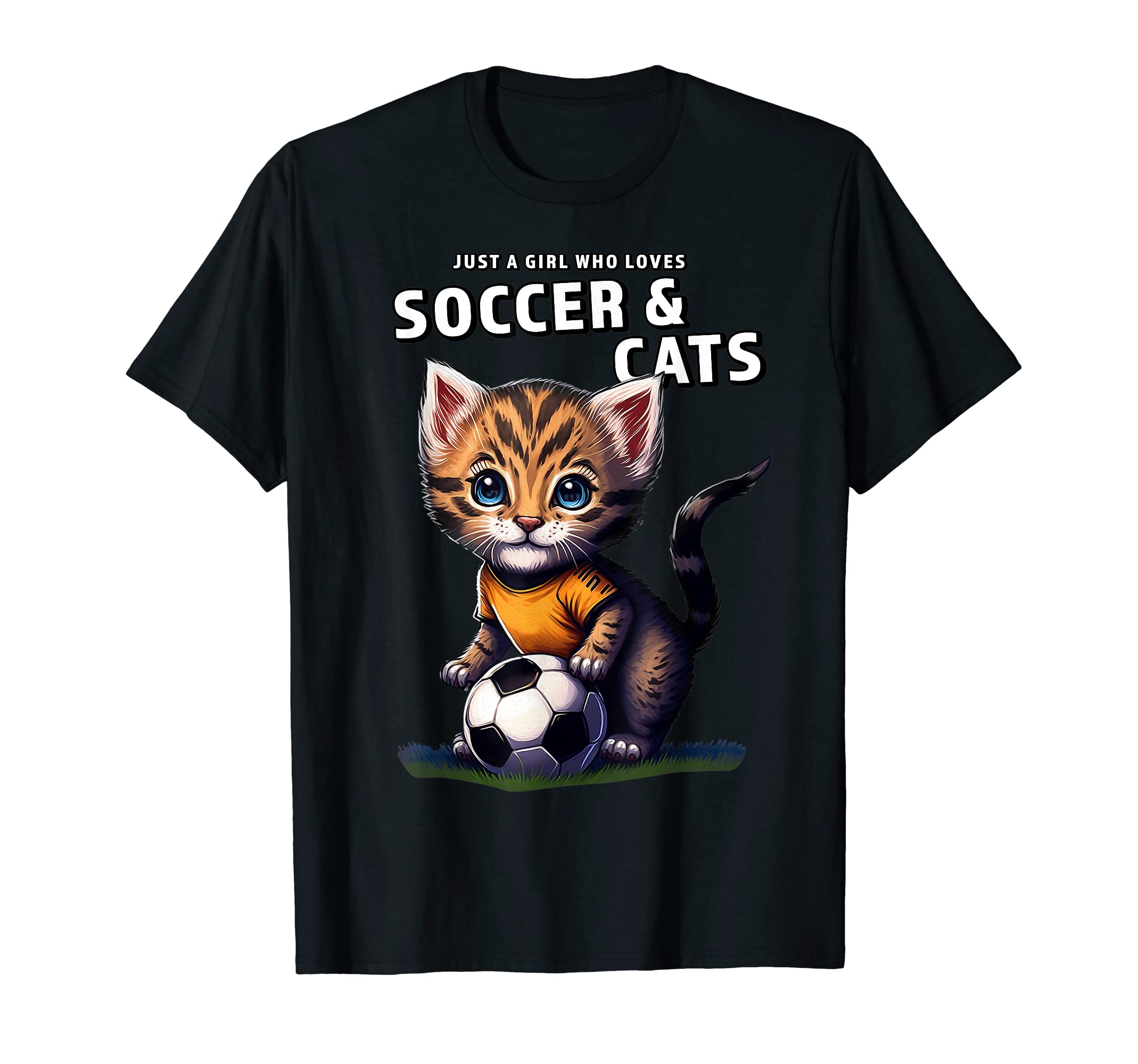 Funny Cat Loves Soccer And Cats Cat Soccer T-Shirt - Unique Graphic Unisex - T-Shirt, Sweatshirt, Hoodie