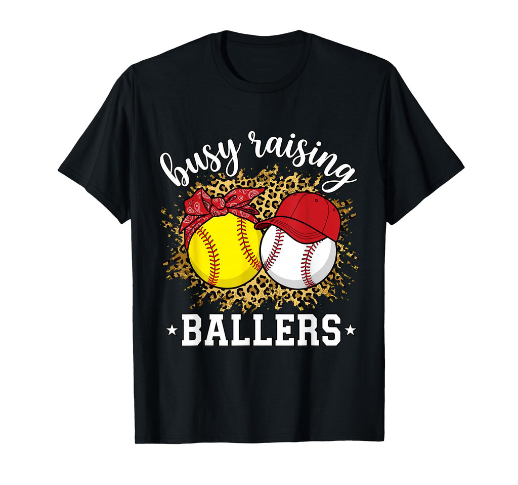 Busy Raising Ballers Sports Mom Leopard T-Shirt - Fun Novelty Design Unisex - T-Shirt, Sweatshirt, Hoodie