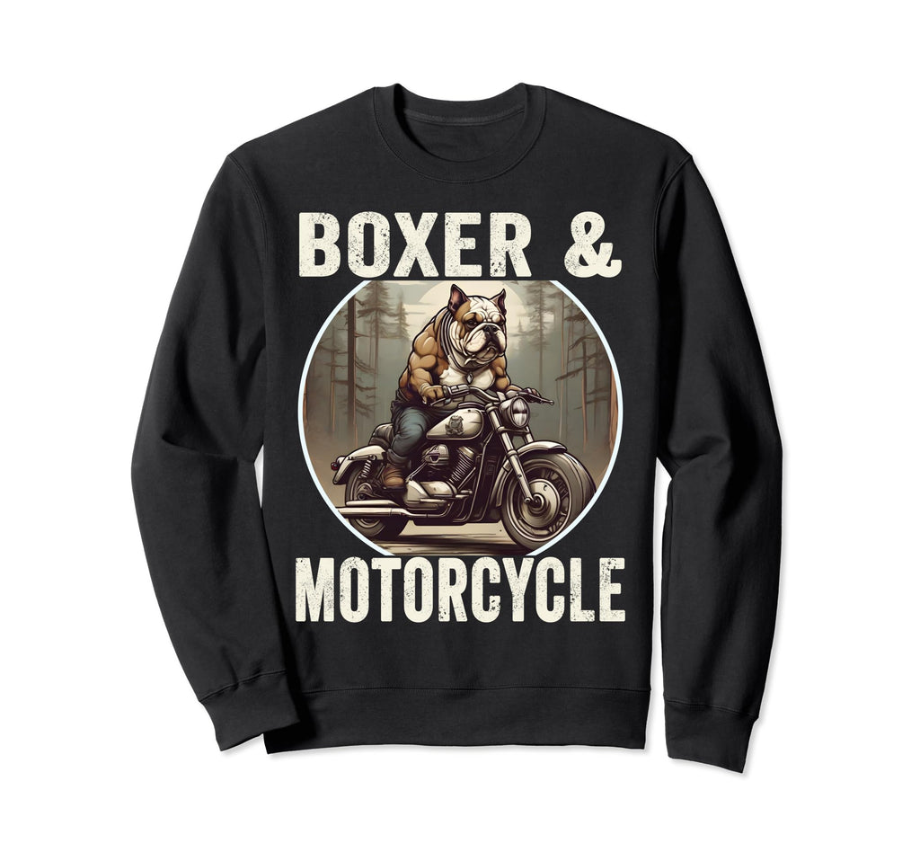 Boxer And Motorcycle Dog Lovers Sweatshirt - Aesthetic Graphic Unisex - T-Shirt, Sweatshirt, Hoodie