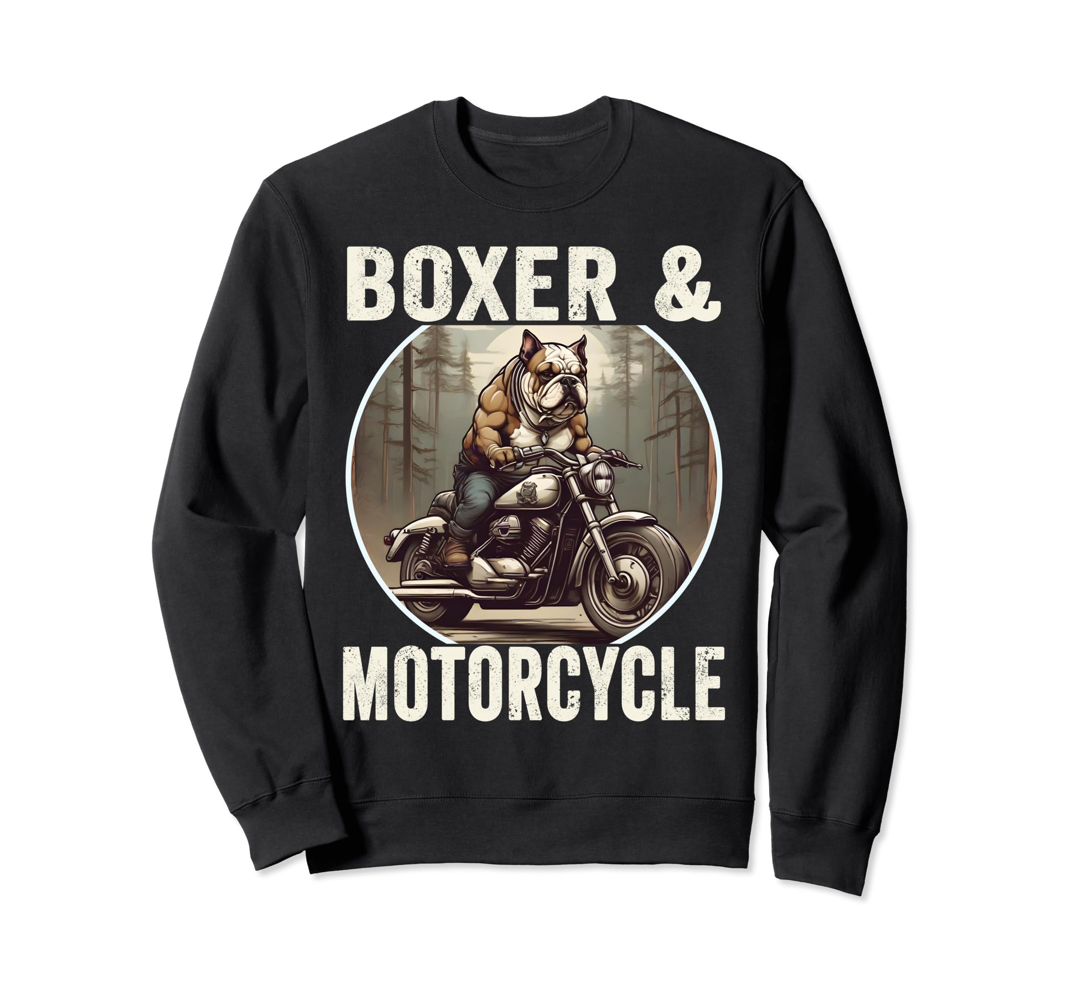 Boxer And Motorcycle Dog Lovers Sweatshirt - Aesthetic Graphic Unisex - T-Shirt, Sweatshirt, Hoodie