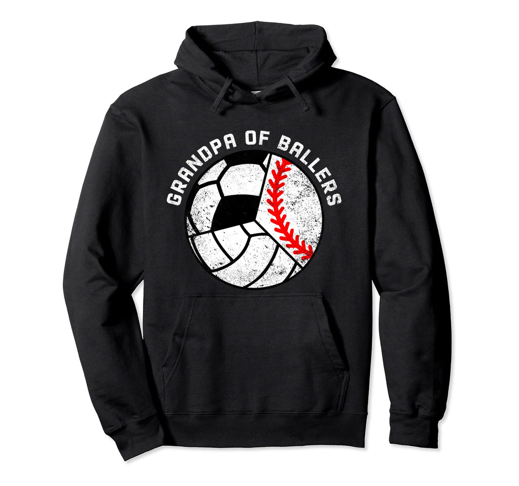 Grandpa Ballers Funny Baseball Volleyball Hoodie - Graphic Print Unisex - T-Shirt, Sweatshirt, Hoodie