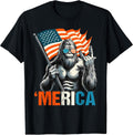 Bigfoot Merica Rock American Flag Patriotic 4th of - Adult & Kids T-Shirts, Sweatshirts & Hoodies apparel design preview 1
