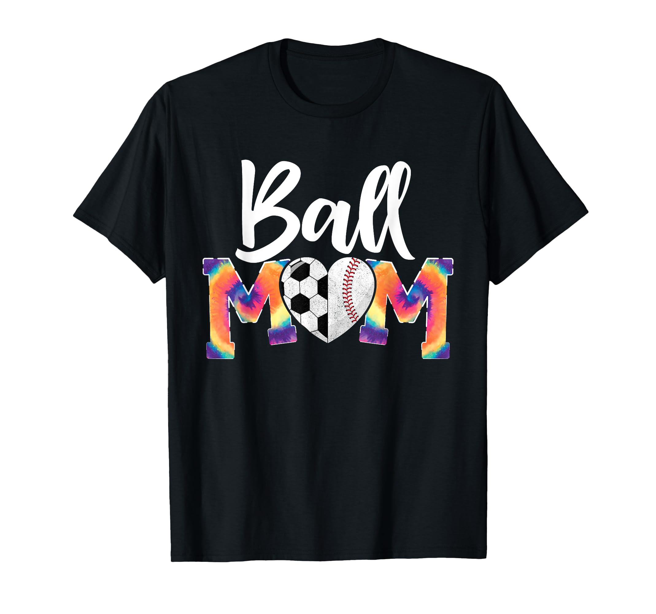 Ball Mom Heart Tie Dye Funny T-Shirt - Casual Everyday Wear for Adults - T-Shirt, Sweatshirt, Hoodie