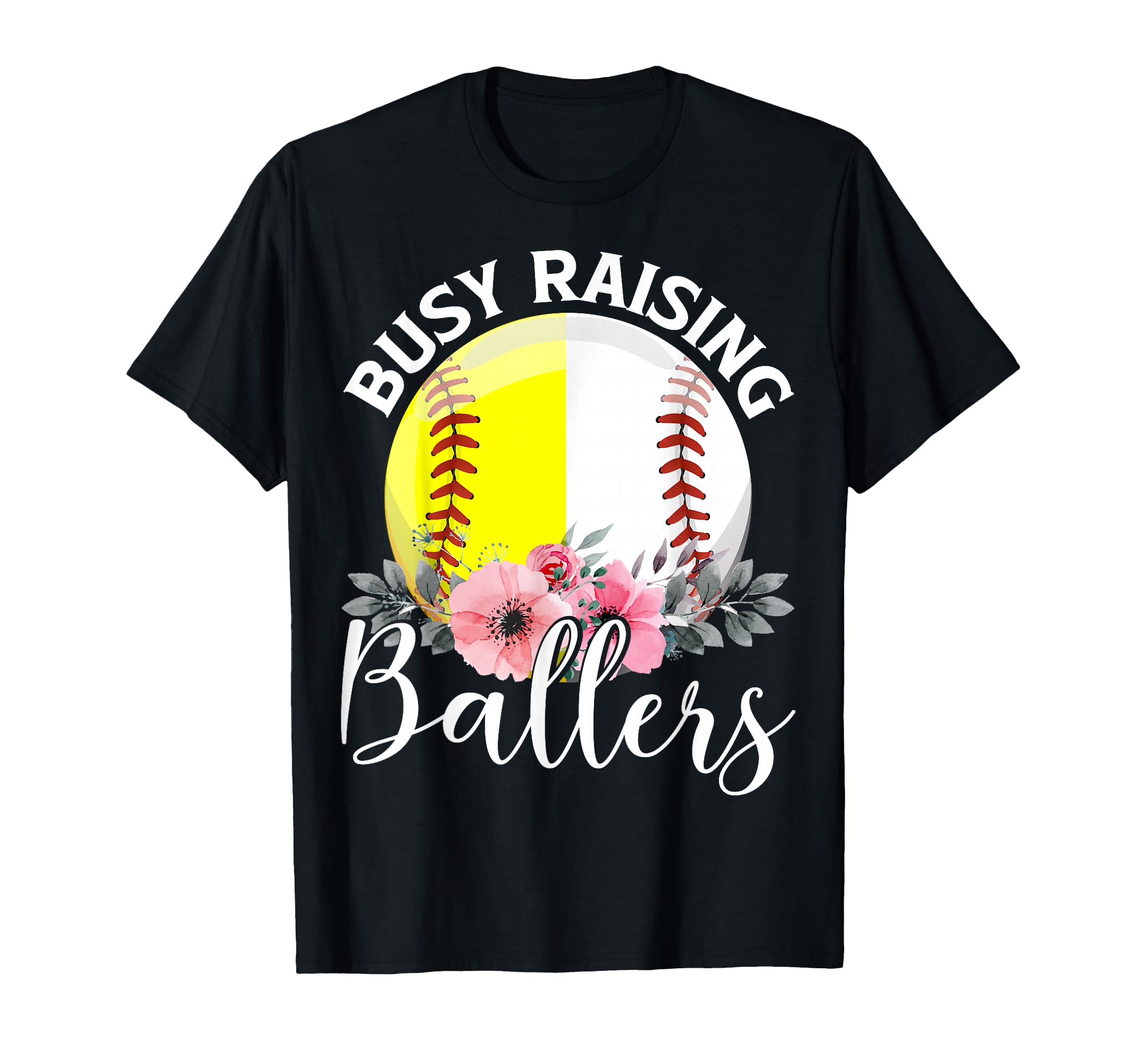 Busy Raising Ballers Mothers Day T-Shirt - Trendy Graphic for Adults - T-Shirt, Sweatshirt, Hoodie