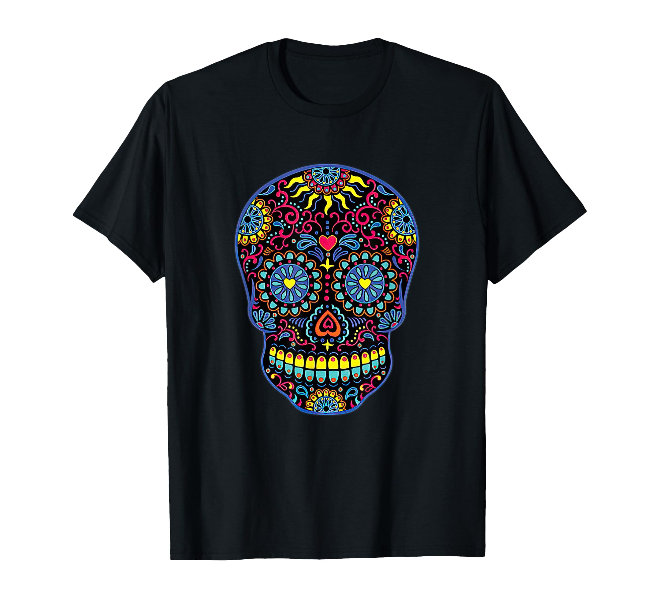 Black Sugar Skull Day Dead Dia De Los T-Shirt - Novelty Apparel for Adults - T-Shirt, Sweatshirt, Hoodie
