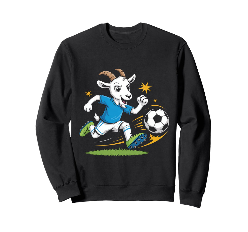 Football Goat Striker Cartoon Soccer Sweatshirt - Aesthetic Graphic Unisex - T-Shirt, Sweatshirt, Hoodie