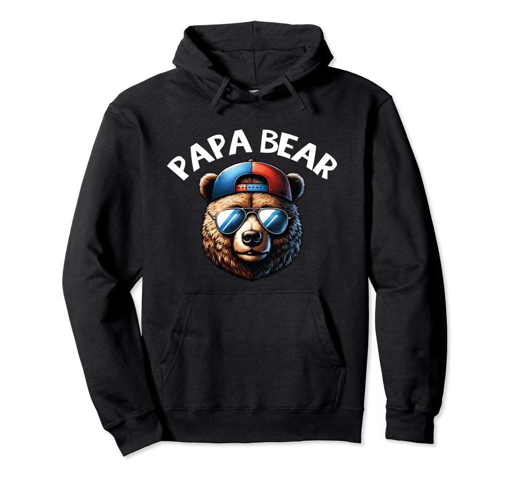 Papa Bear Face Grizzly Fathers Day Hoodie - Minimalist Print for Adults - T-Shirt, Sweatshirt, Hoodie