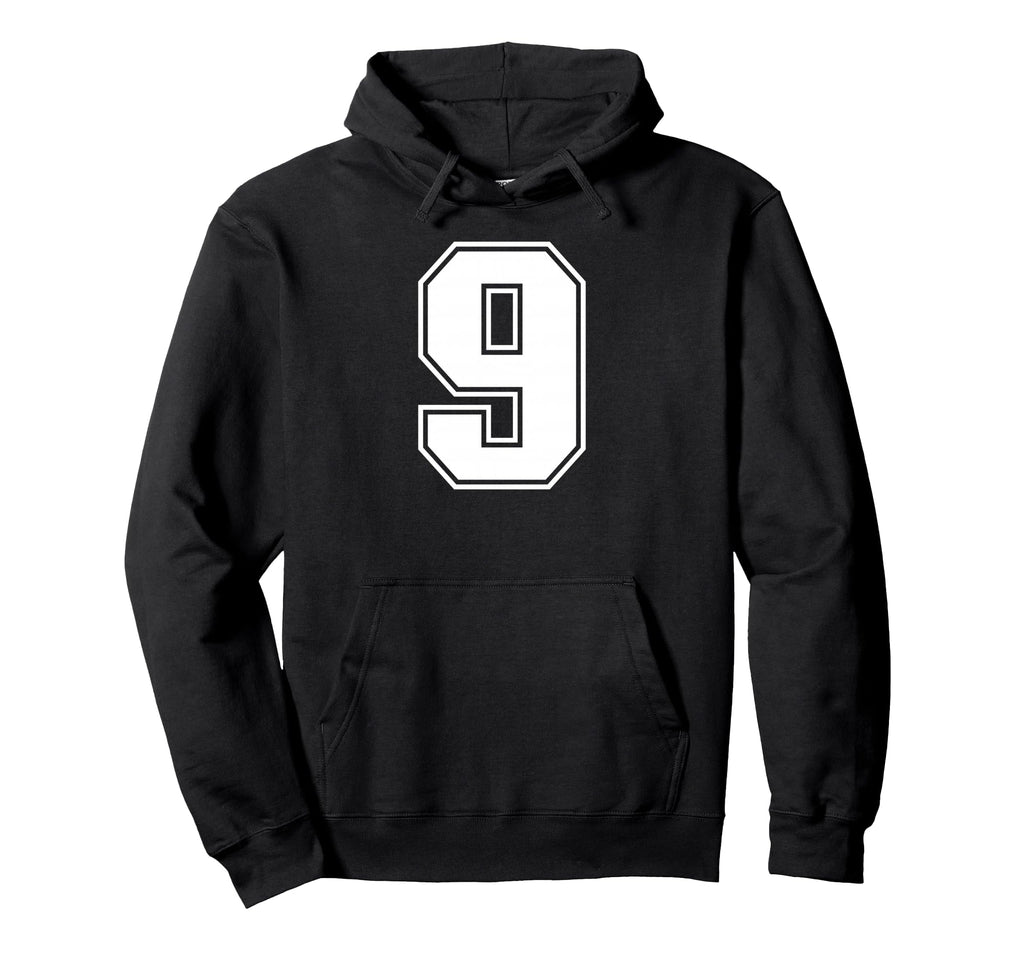 9 Number Nine Team Sports Varsity Hoodie - Novelty Apparel for Adults - T-Shirt, Sweatshirt, Hoodie