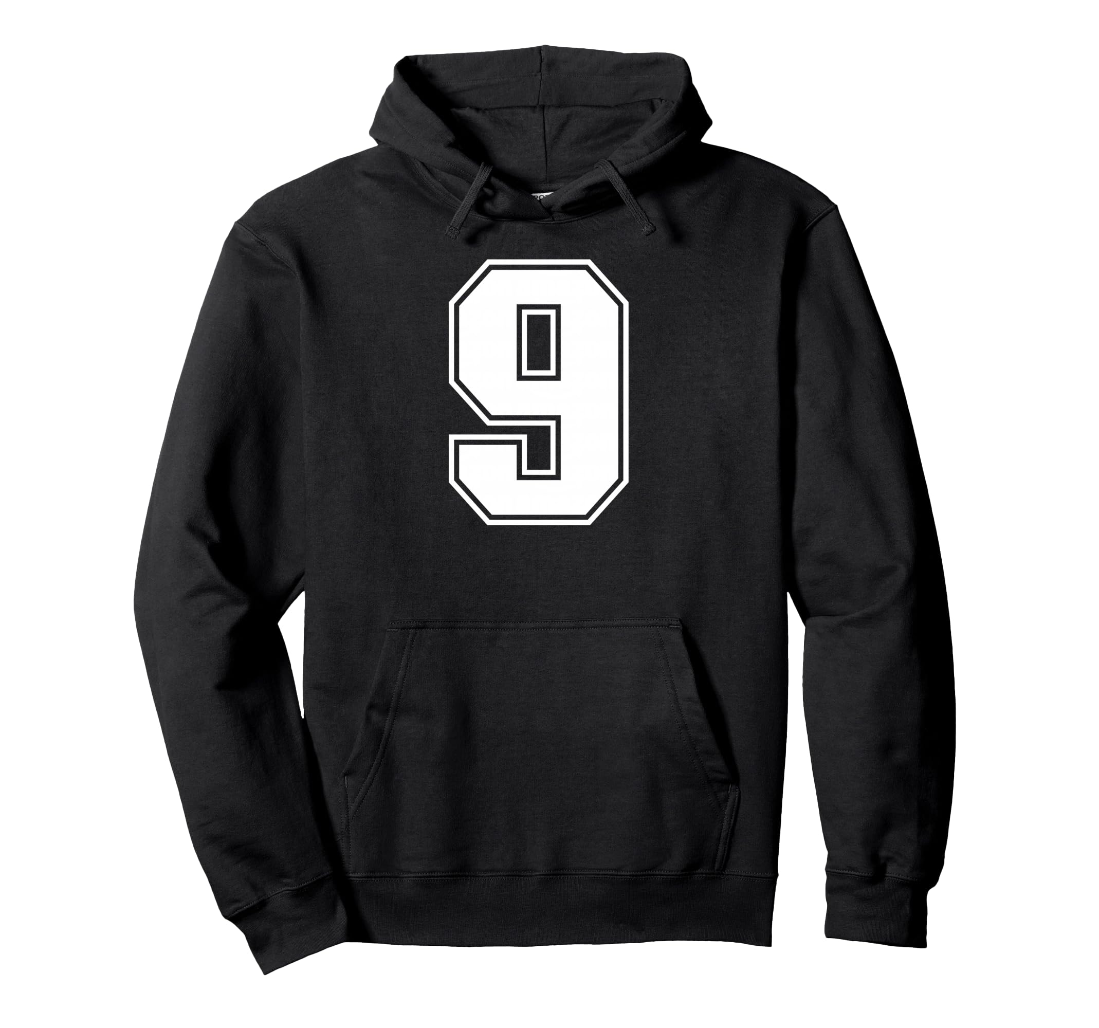 9 Number Nine Team Sports Varsity Hoodie - Novelty Apparel for Adults - T-Shirt, Sweatshirt, Hoodie