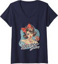 Women's Lollipop Dreams Retro Girl Pop Art V-Neck - Adult & Kids T-Shirts, Sweatshirts & Hoodies apparel design preview 1