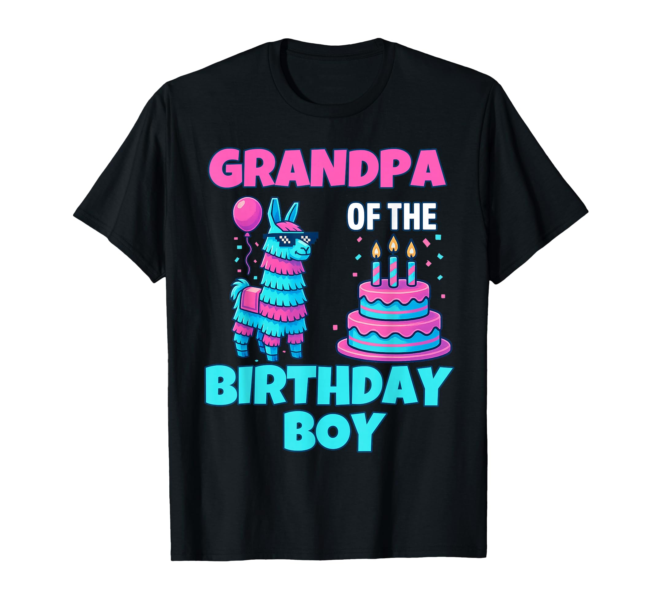 Grandpa Birthday Llama Pinata Party T-Shirt - Aesthetic Graphic Unisex - T-Shirt, Sweatshirt, Hoodie