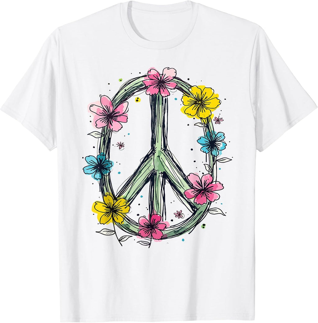 Flower Power, Peace Sign, Women, Flowers, Love Hippie - Adult & Kids T-Shirts, Sweatshirts & Hoodies apparel design preview 1