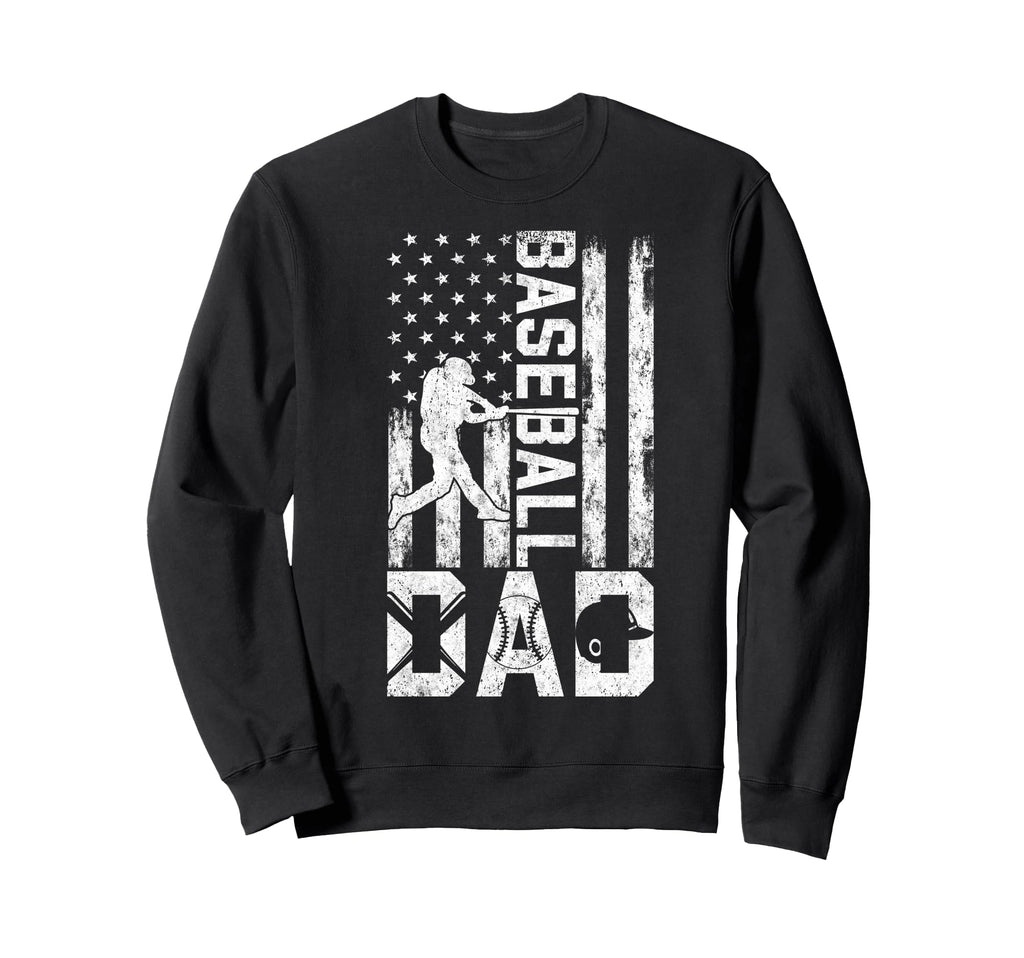 Baseball Us Flag Baseball Dad Player Sweatshirt - Graphic Print for Adults - T-Shirt, Sweatshirt, Hoodie