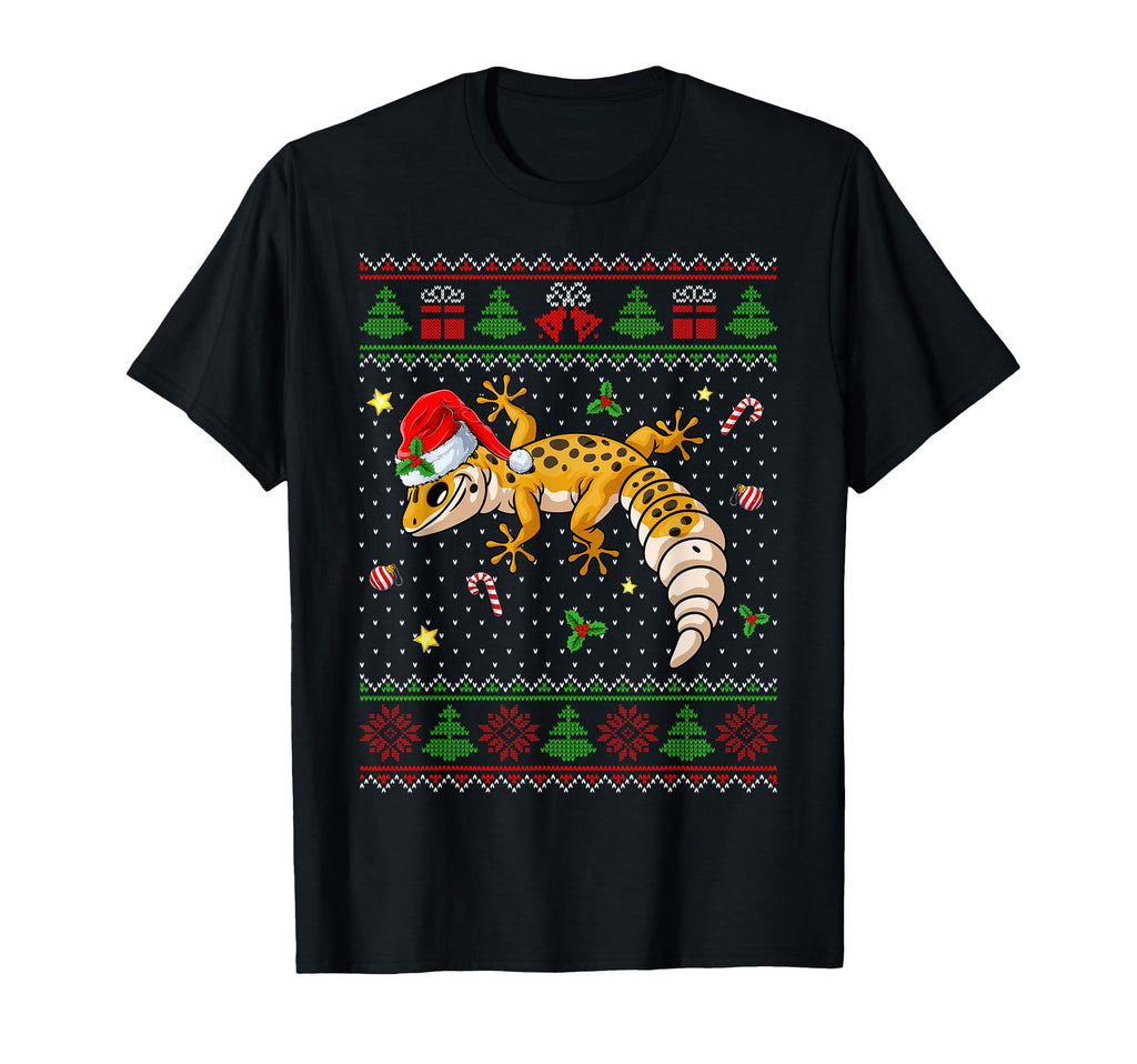 Leopard Gecko Santa Hat Ugly Pjs T-Shirt - Fun Novelty Design Men Women - T-Shirt, Sweatshirt, Hoodie
