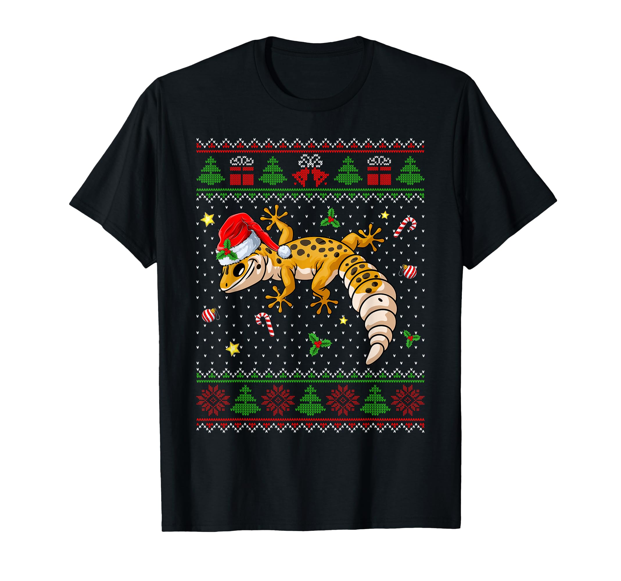 Leopard Gecko Santa Hat Ugly Pjs T-Shirt - Fun Novelty Design Men Women - T-Shirt, Sweatshirt, Hoodie