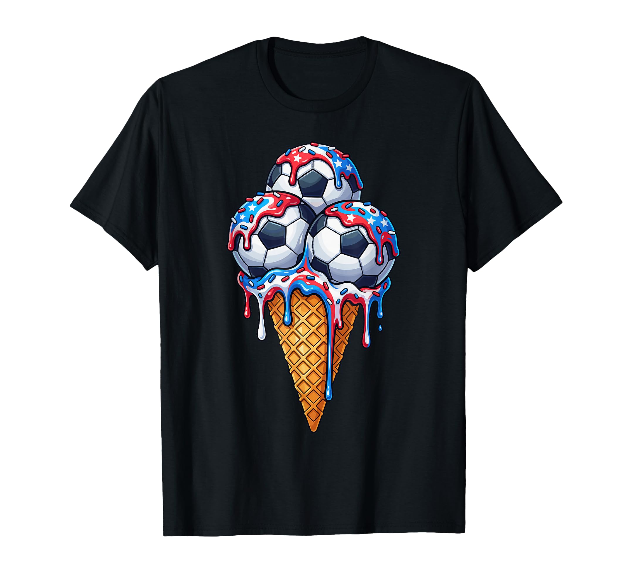 Red White And Blue Soccer Balls Ice T-Shirt - Fun Novelty Design Unisex - T-Shirt, Sweatshirt, Hoodie