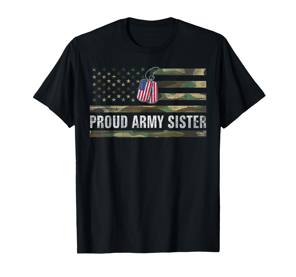 American Flag Proud Army Sister T-Shirt - Minimalist Print Men Women - T-Shirt, Sweatshirt, Hoodie