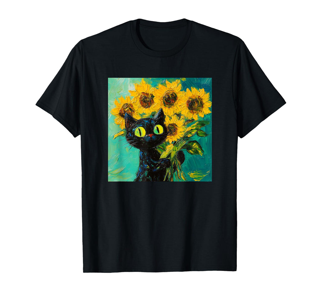 Funny Van Gogh Sunflowers Cat T-Shirt - Graphic Print Unisex - T-Shirt, Sweatshirt, Hoodie