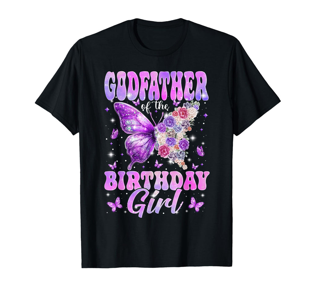 Godfather Birthday Butterfly Family Matching T-Shirt - Graphic Print Unisex - T-Shirt, Sweatshirt, Hoodie