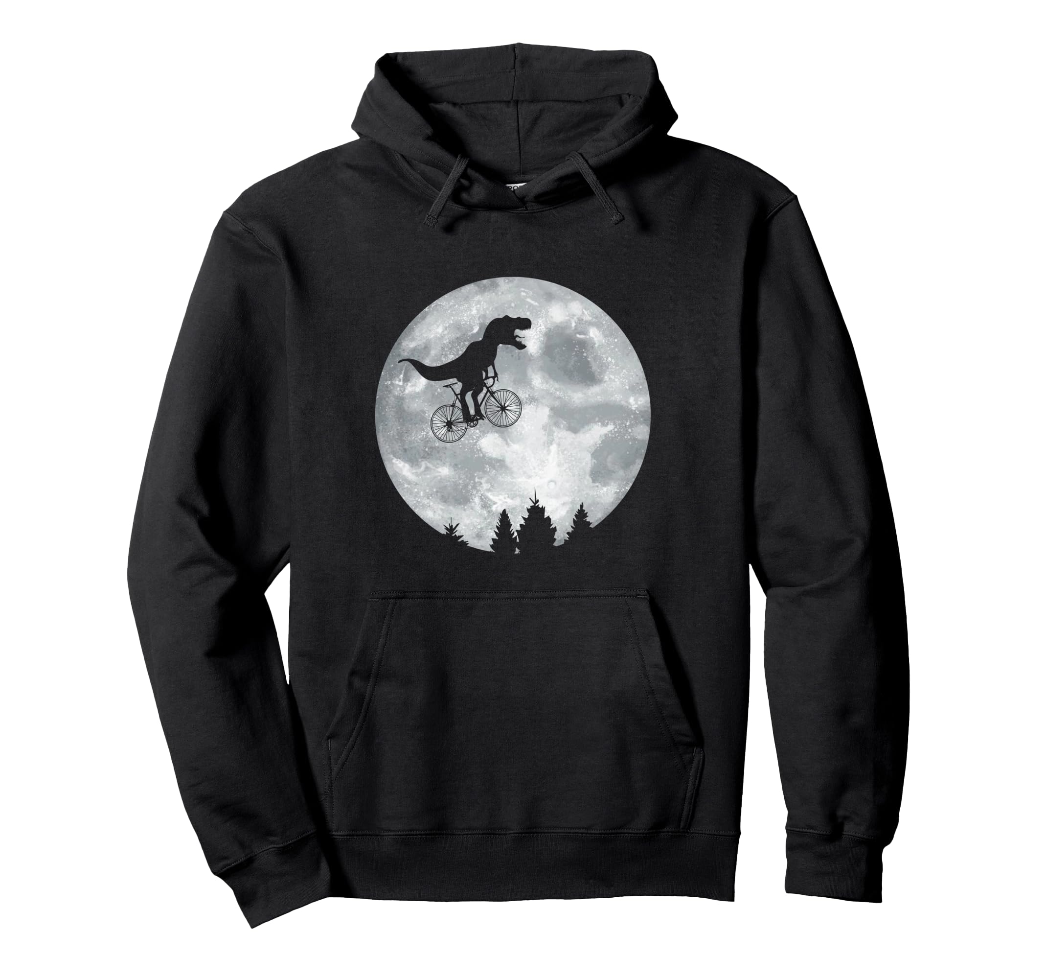 Dino Trex Riding Moon Bike Halloween Hoodie - Novelty Apparel for Adults - T-Shirt, Sweatshirt, Hoodie