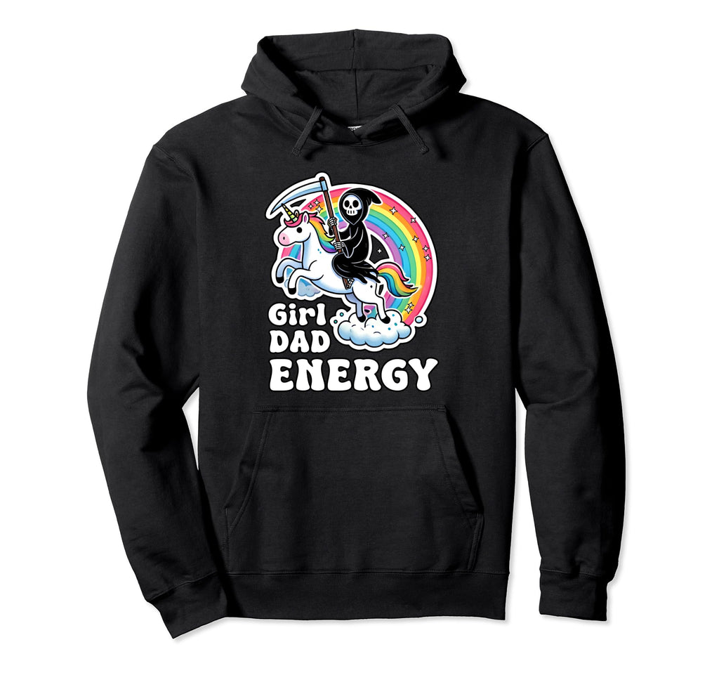 Funny Dad Energy Unicorn Grim Reaper Hoodie - Aesthetic Graphic Unisex - T-Shirt, Sweatshirt, Hoodie