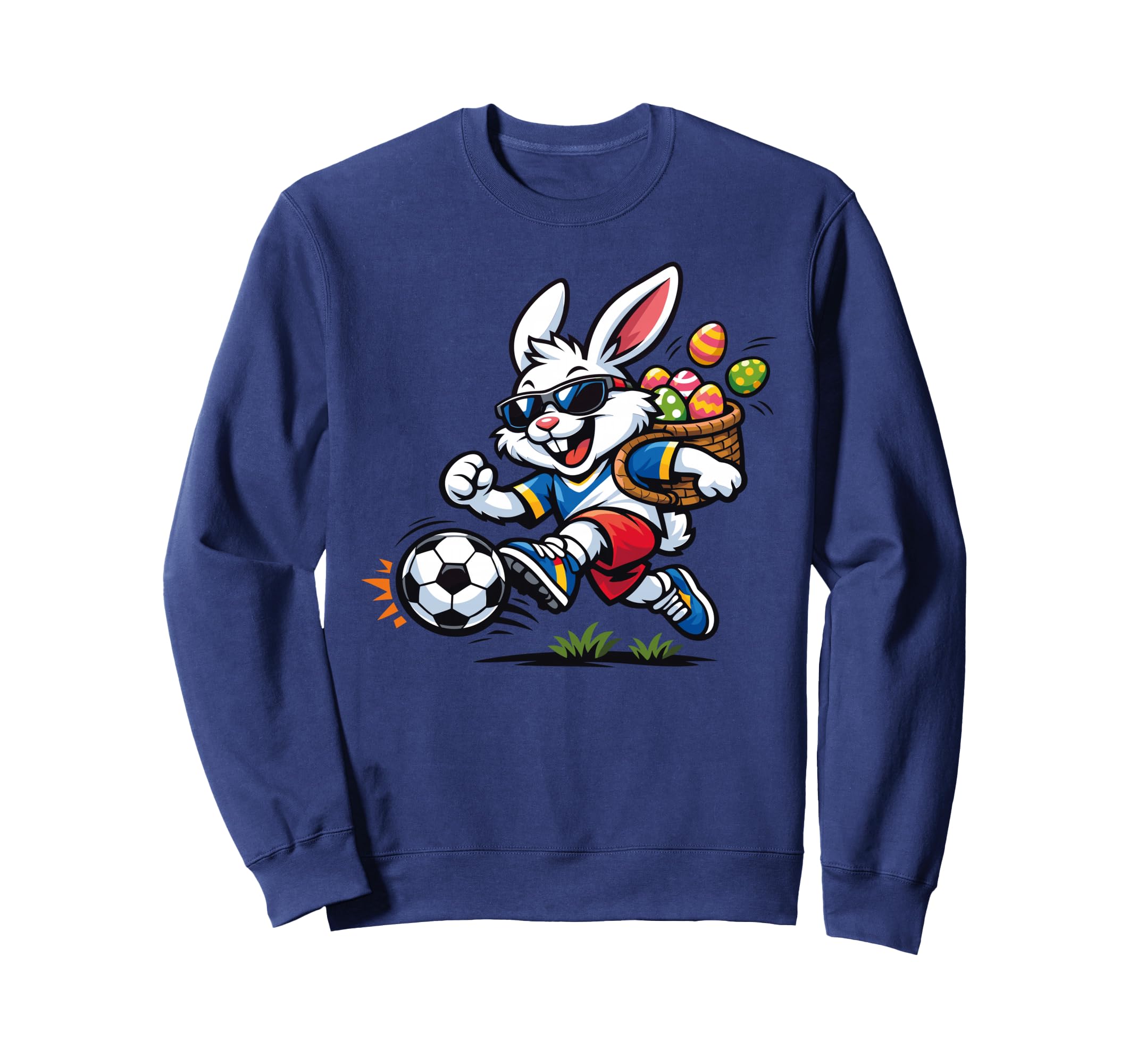 Soccer Easter Bunny Eggs Playing Soccer Sweatshirt - Graphic Print Unisex - T-Shirt, Sweatshirt, Hoodie