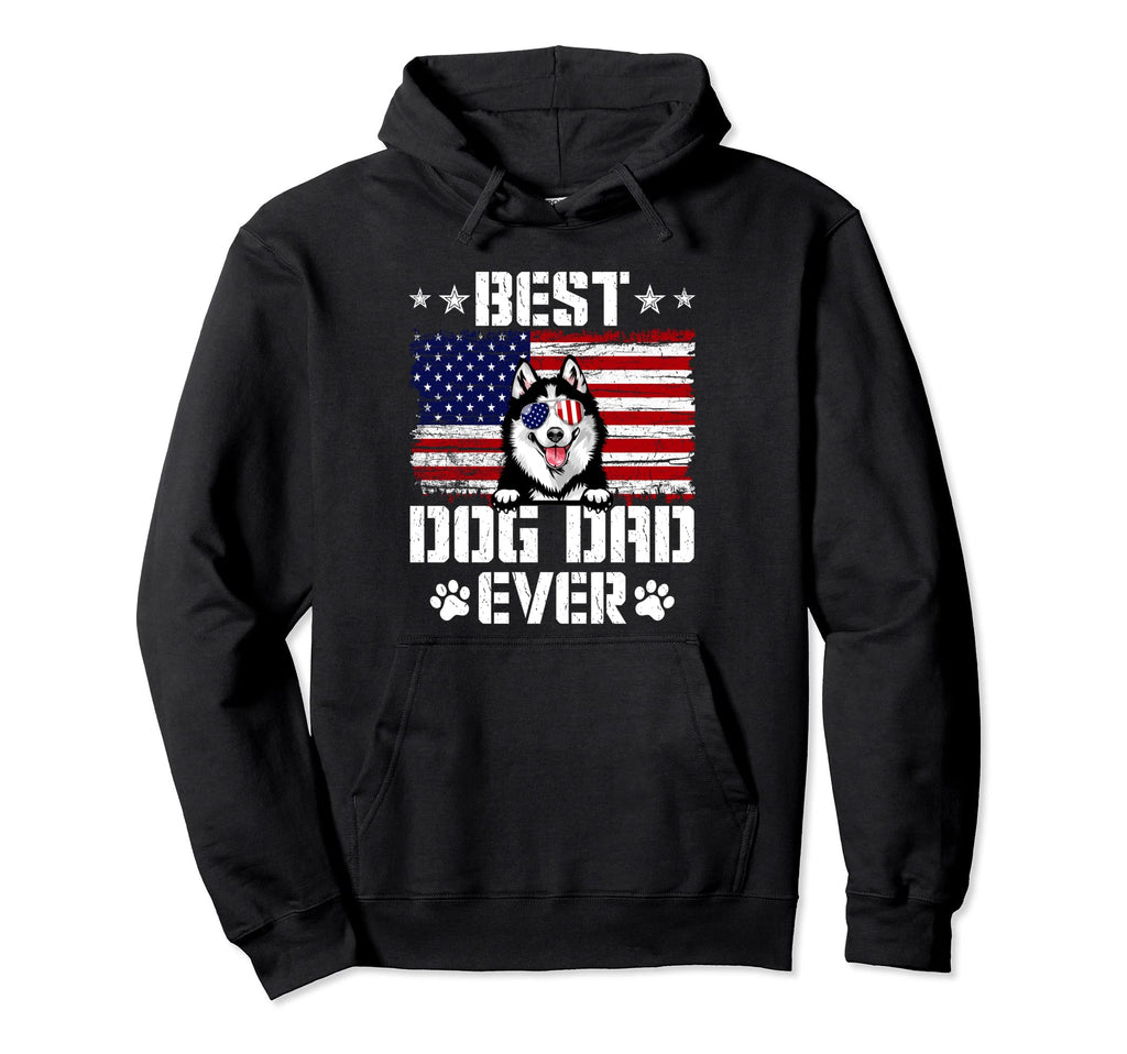 Best Dog Dad Ever Siberian Husky Hoodie - Fun Novelty Design for Adults - T-Shirt, Sweatshirt, Hoodie