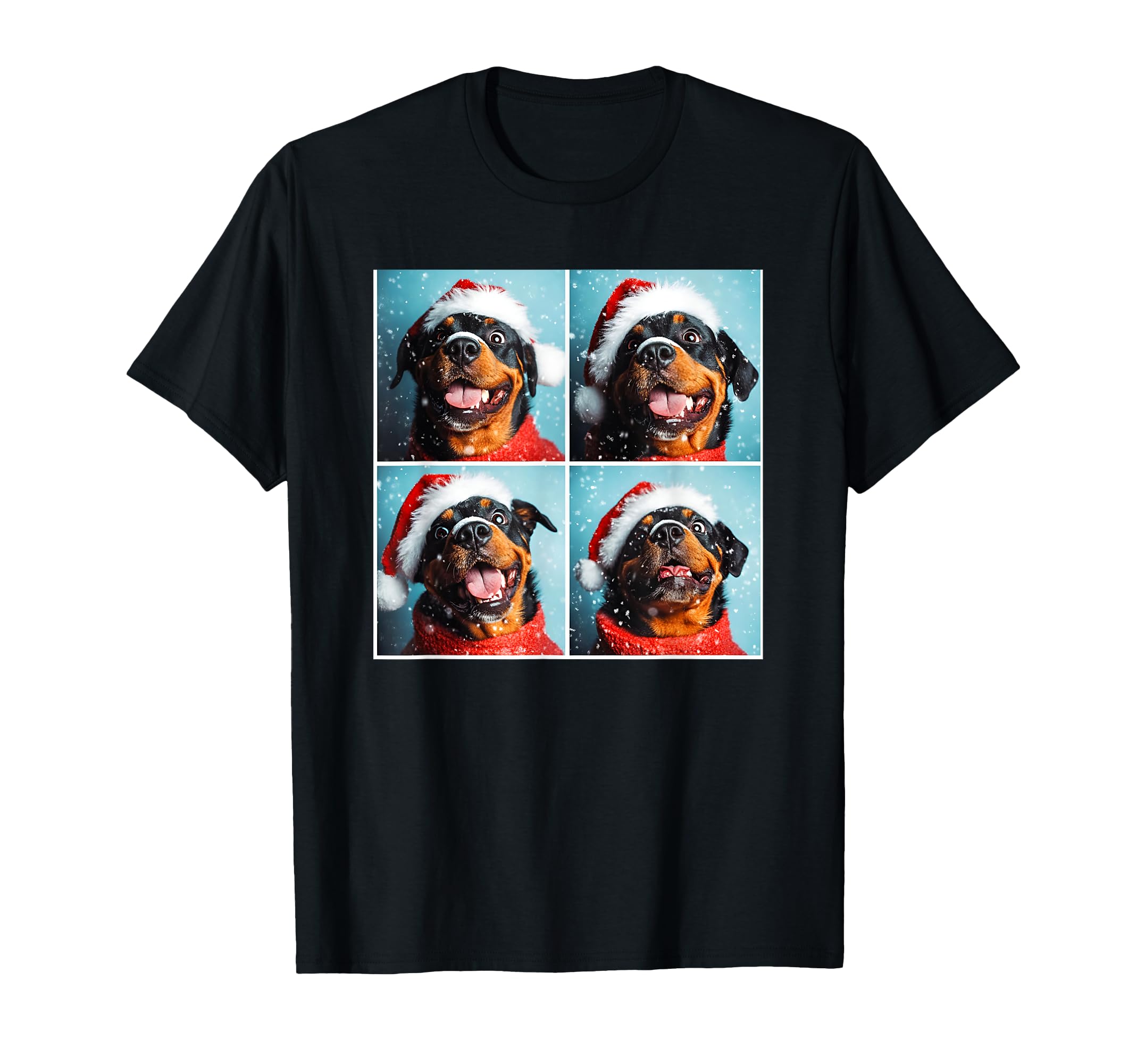Rottweiler Santa Hat Snowy Rottie T-Shirt - Aesthetic Graphic for Adults - T-Shirt, Sweatshirt, Hoodie