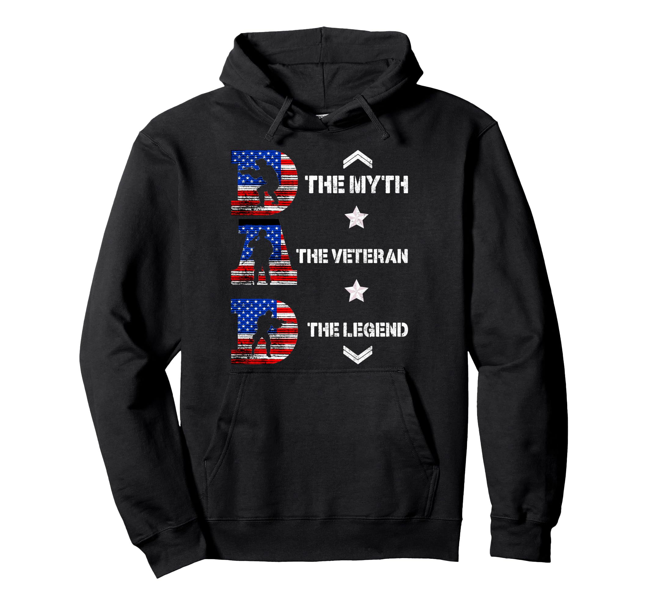 Dad Myth Veteran Legend Patriotic American Hoodie - Graphic Print Unisex - T-Shirt, Sweatshirt, Hoodie