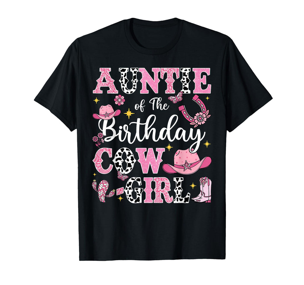 Auntie Birthday Cow Rodeo Cow T-Shirt - Custom Art Print for Adults - T-Shirt, Sweatshirt, Hoodie