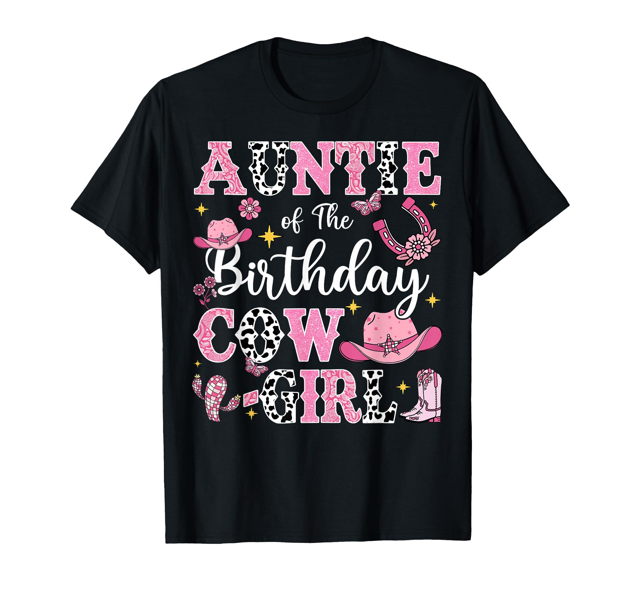 Auntie Birthday Cow Rodeo Cow T-Shirt - Custom Art Print for Adults - T-Shirt, Sweatshirt, Hoodie