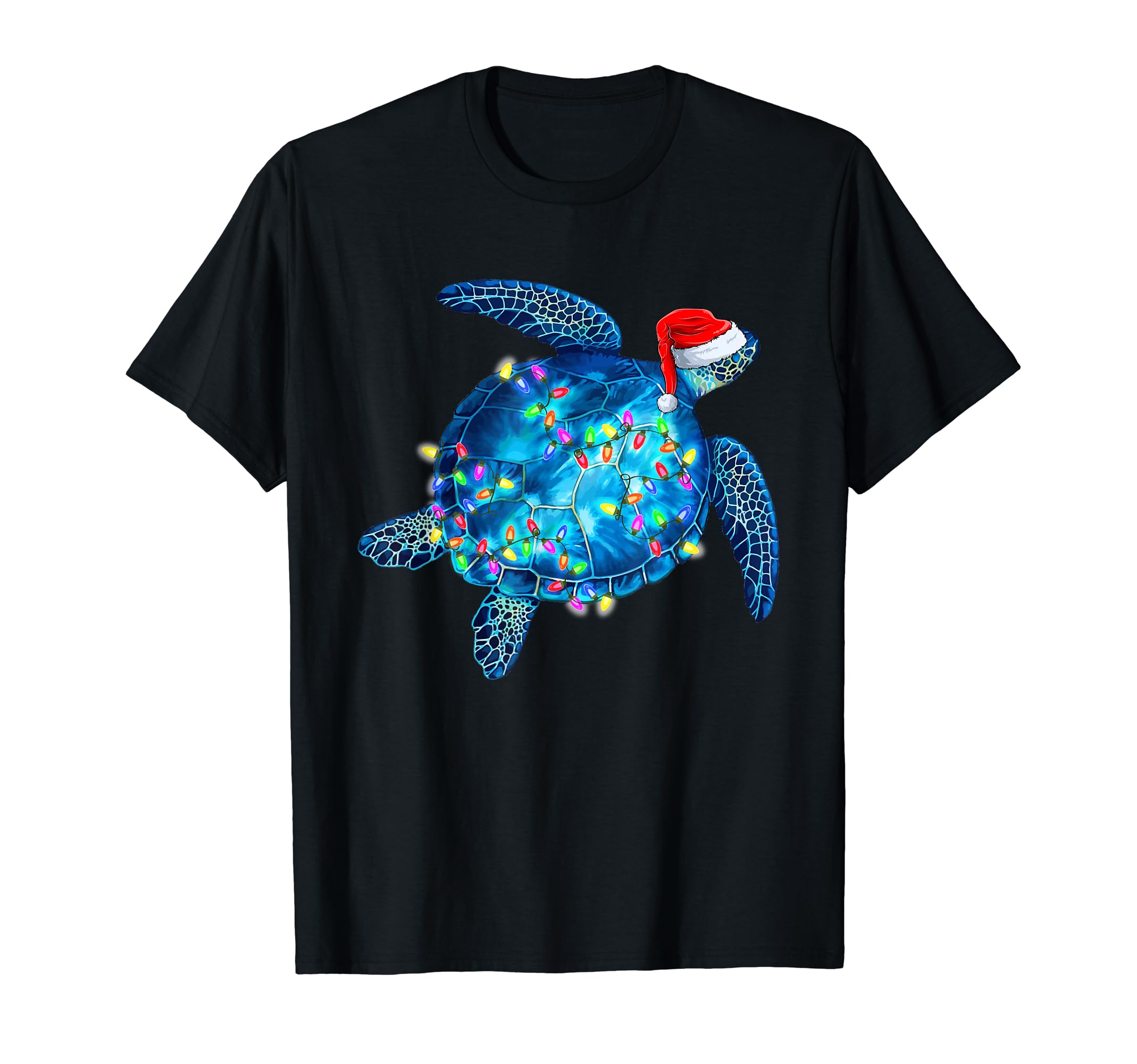 Sea Turtle Lights Santa Hat Funny Merry T-Shirt - Trendy Graphic for Adults - T-Shirt, Sweatshirt, Hoodie