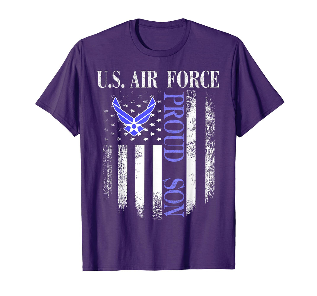 U S Air Force Proud Son American Flag T-Shirt - Minimalist Print Unisex - T-Shirt, Sweatshirt, Hoodie