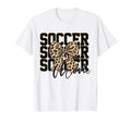 Soccer Mom Leopard Coquette Bow Soccer T-Shirt - Graphic Print for Adults - T-Shirt, Sweatshirt, Hoodie