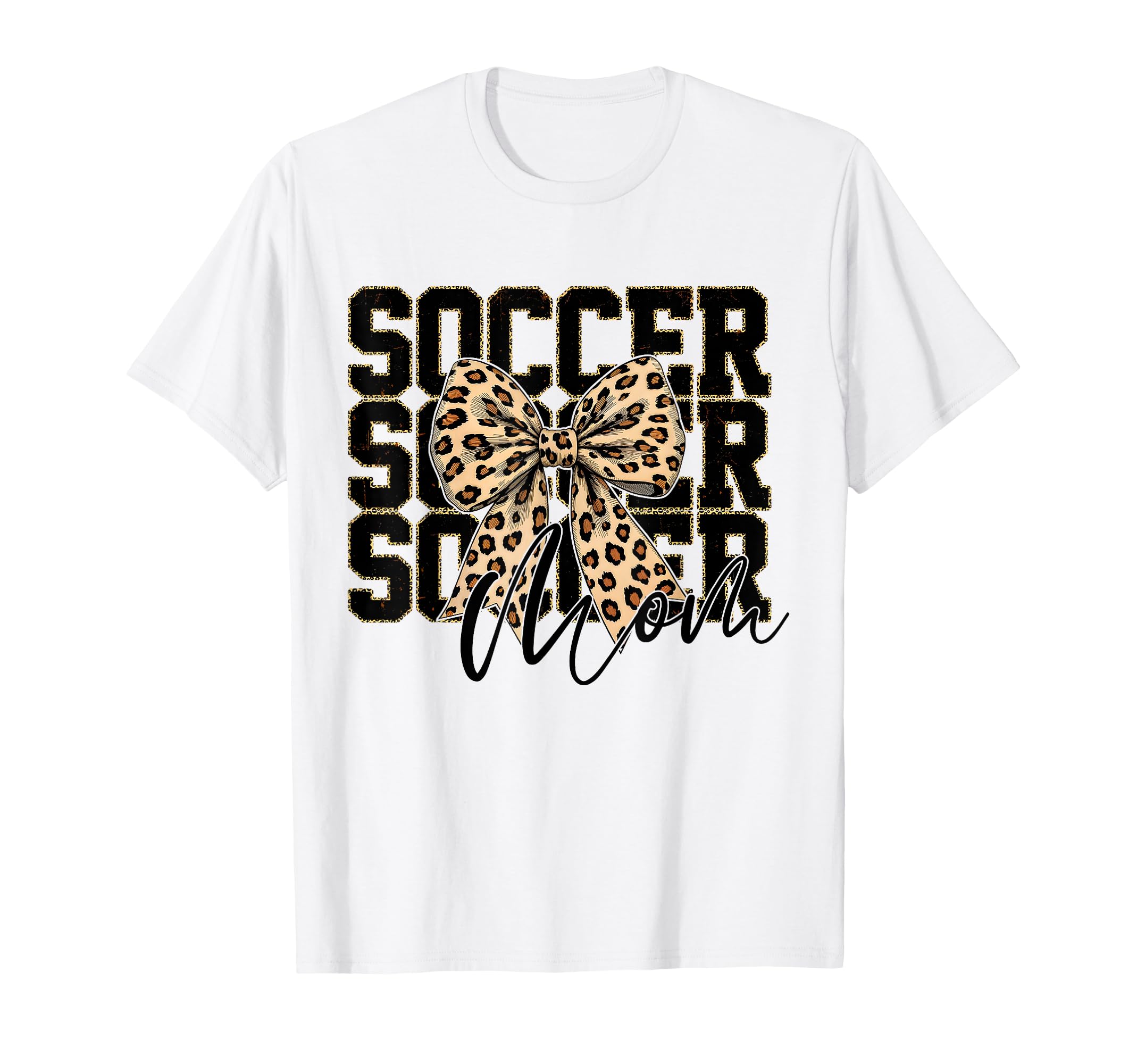Soccer Mom Leopard Coquette Bow Soccer T-Shirt - Graphic Print for Adults - T-Shirt, Sweatshirt, Hoodie