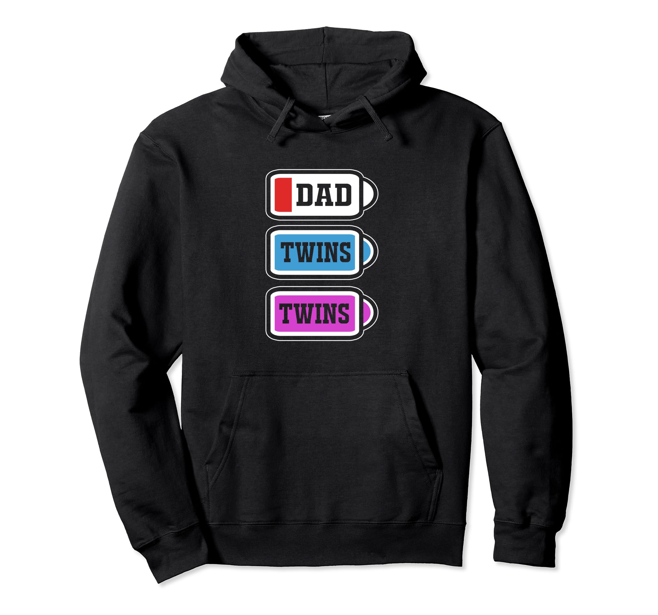 Funny Twin Daddy Dad Low Battery Hoodie - Unique Graphic Unisex - T-Shirt, Sweatshirt, Hoodie