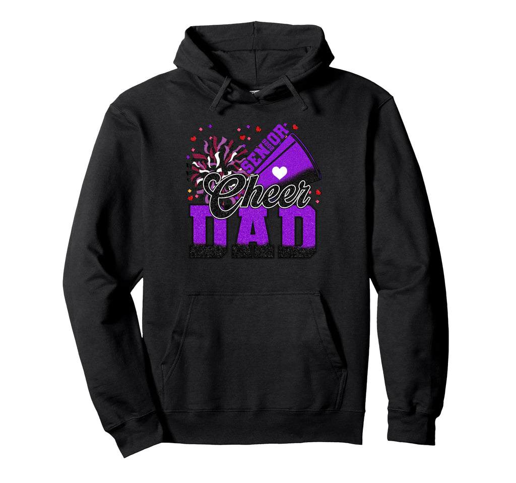 Senior Cheer Dad 2026 Purple Cheer Hoodie - Minimalist Print for Adults - T-Shirt, Sweatshirt, Hoodie