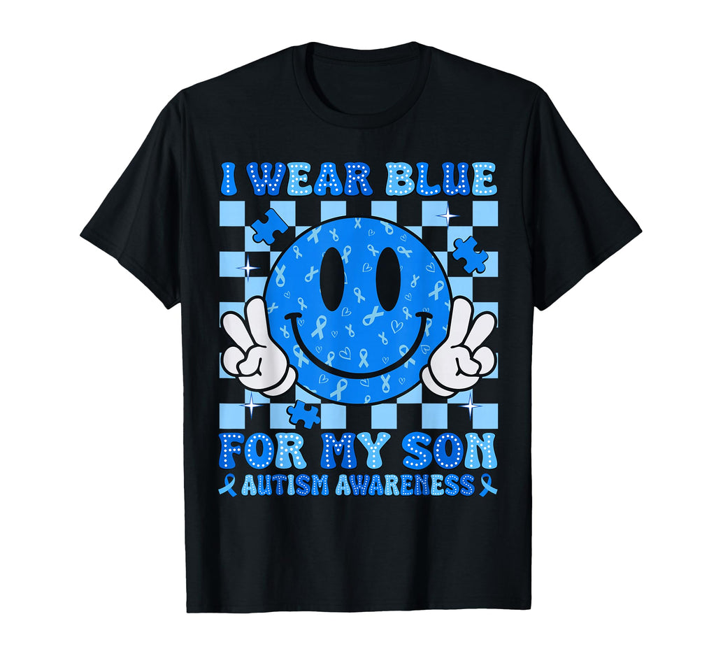 I Wear Blue My Son Autism Awareness Smile T-Shirt - Unique Graphic Unisex - T-Shirt, Sweatshirt, Hoodie