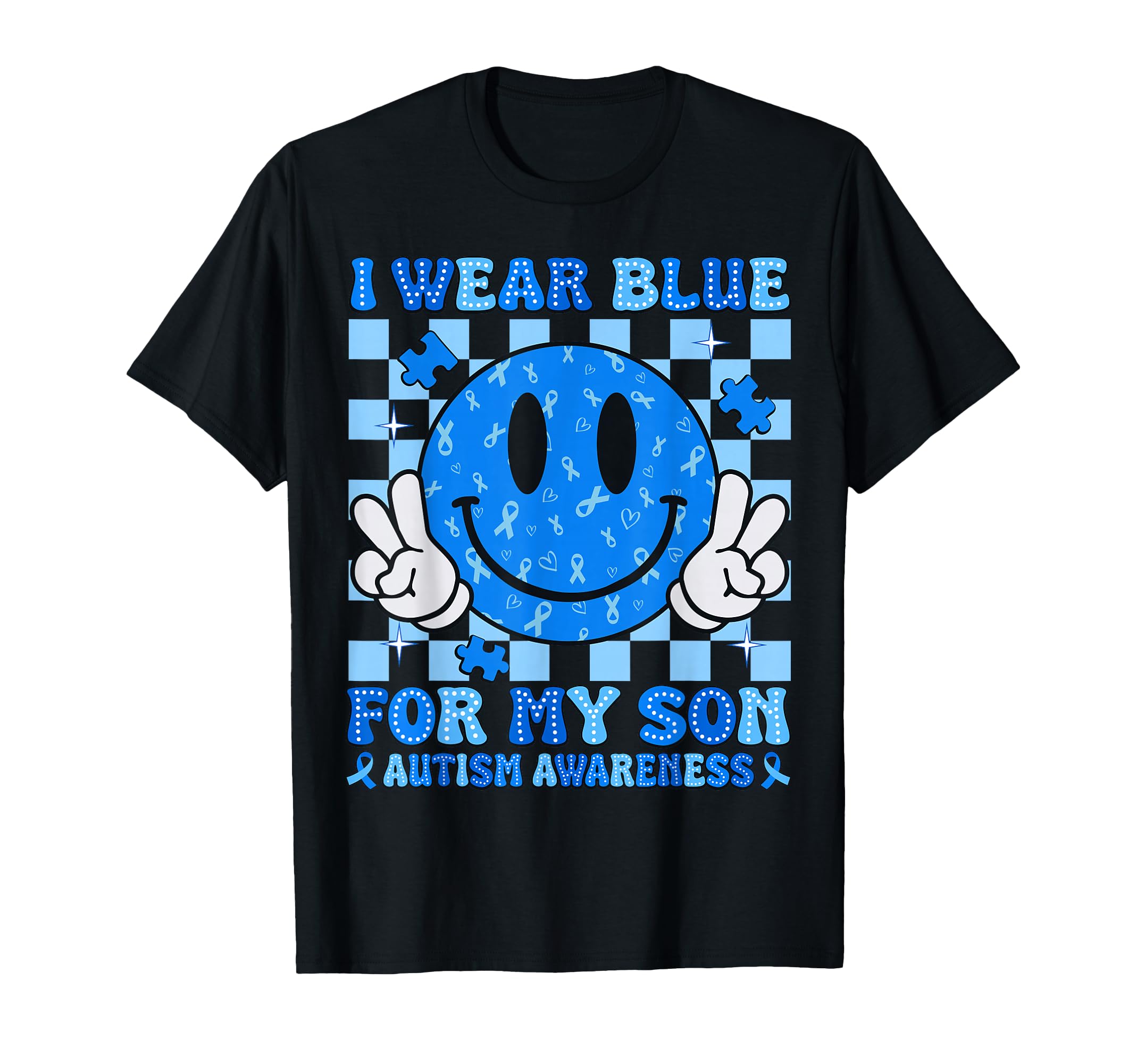 I Wear Blue My Son Autism Awareness Smile T-Shirt - Unique Graphic Unisex - T-Shirt, Sweatshirt, Hoodie
