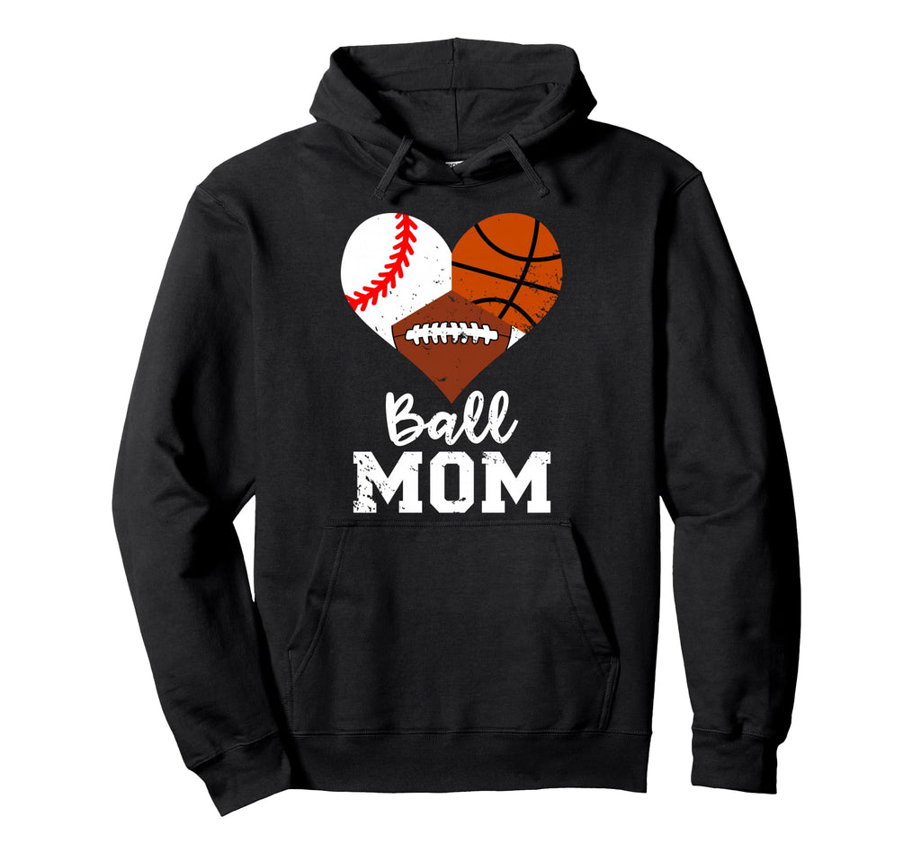 Ball Mom Funny Baseball Football Hoodie - Minimalist Print Unisex - T-Shirt, Sweatshirt, Hoodie