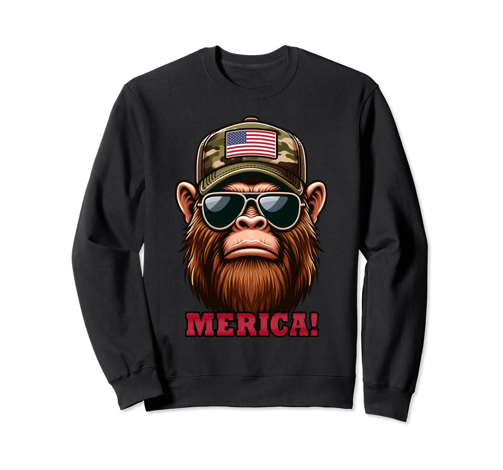 Bigfoot 4Th July Usa Flag Dad Father Sweatshirt - Aesthetic Graphic Unisex - T-Shirt, Sweatshirt, Hoodie
