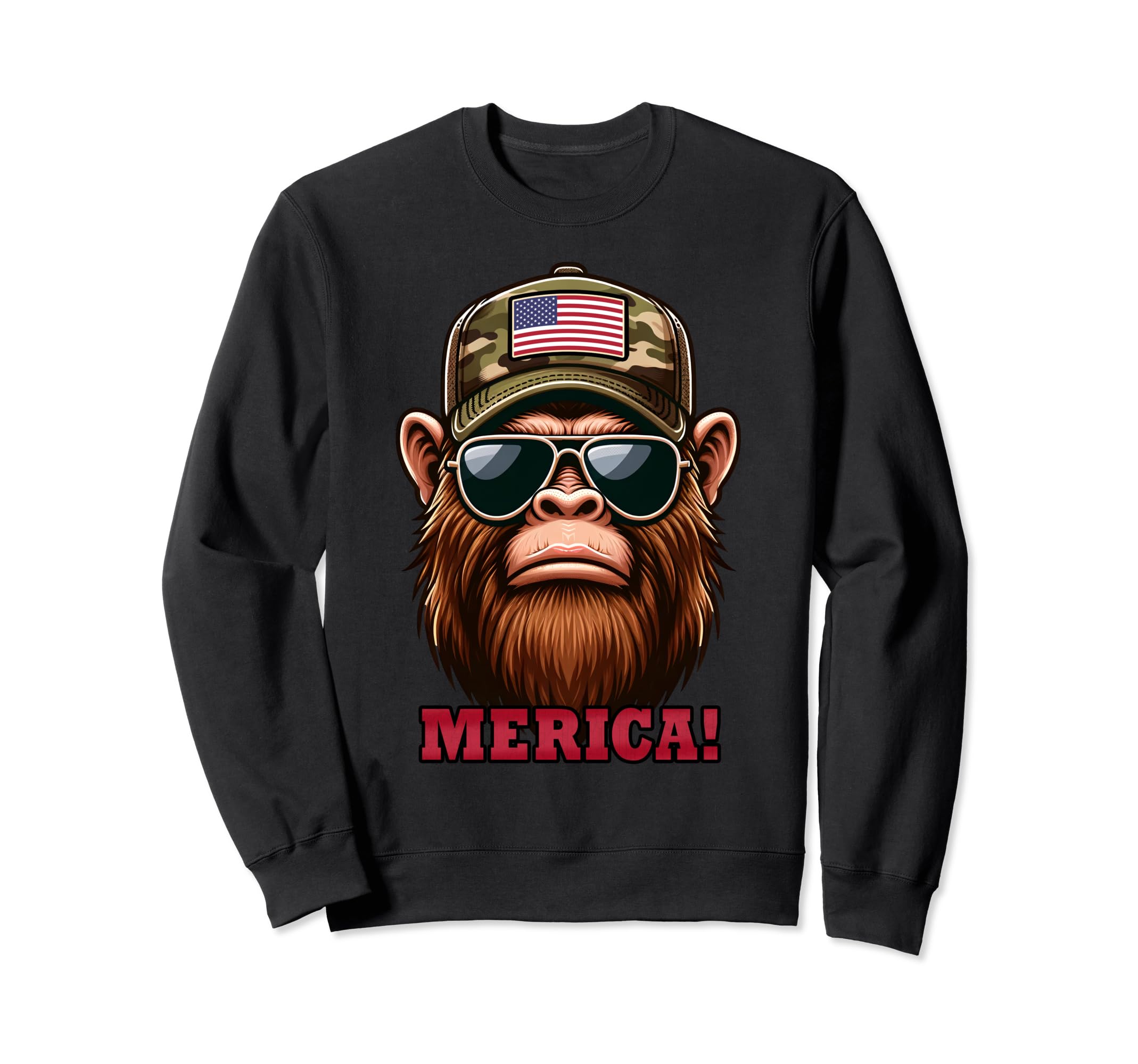 Bigfoot 4Th July Usa Flag Dad Father Sweatshirt - Aesthetic Graphic Unisex - T-Shirt, Sweatshirt, Hoodie