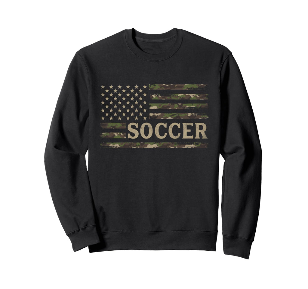 Camo Soccer Camourflage Usa Flag Player Sweatshirt - Trendy Graphic Unisex - T-Shirt, Sweatshirt, Hoodie
