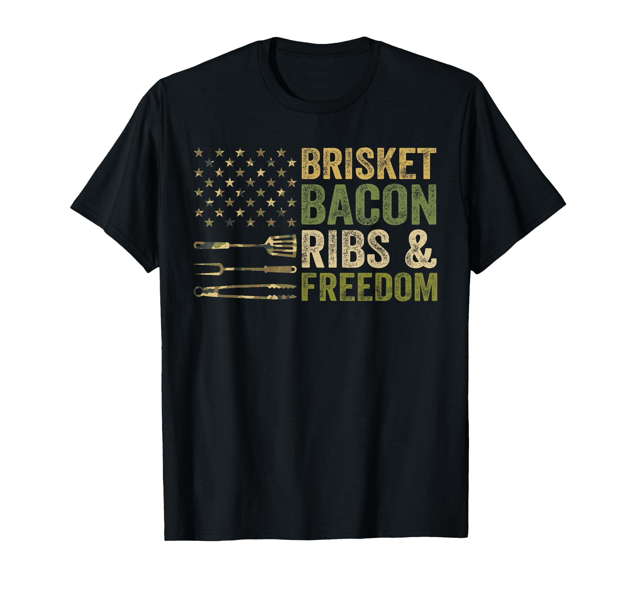 Brisket Bacon Ribs Freedom Grill Bbq T-Shirt - Novelty Apparel Men Women - T-Shirt, Sweatshirt, Hoodie