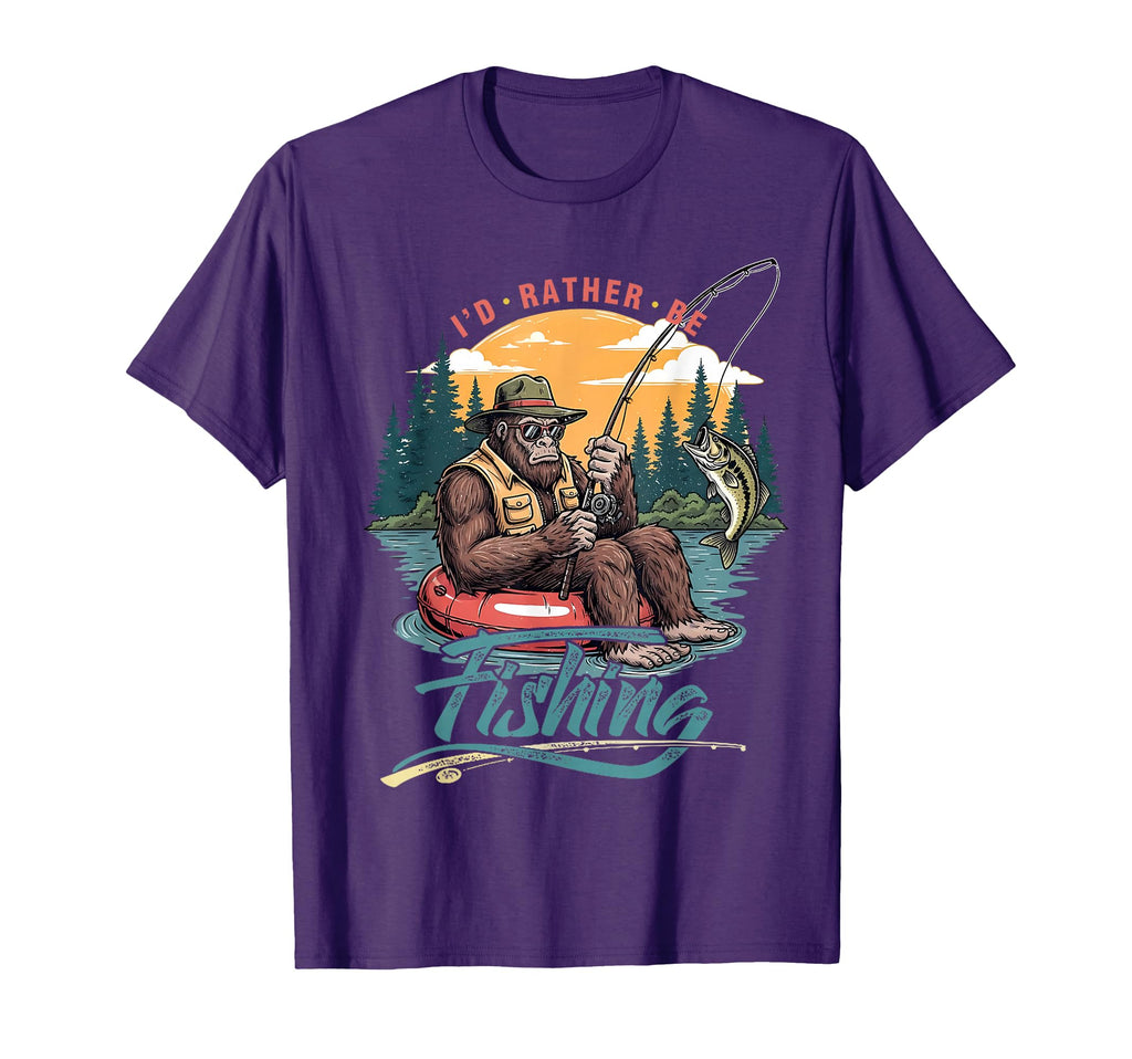 Id Rather Be Fishing Bigfoot Sasquatch T-Shirt - Unique Graphic Unisex - T-Shirt, Sweatshirt, Hoodie