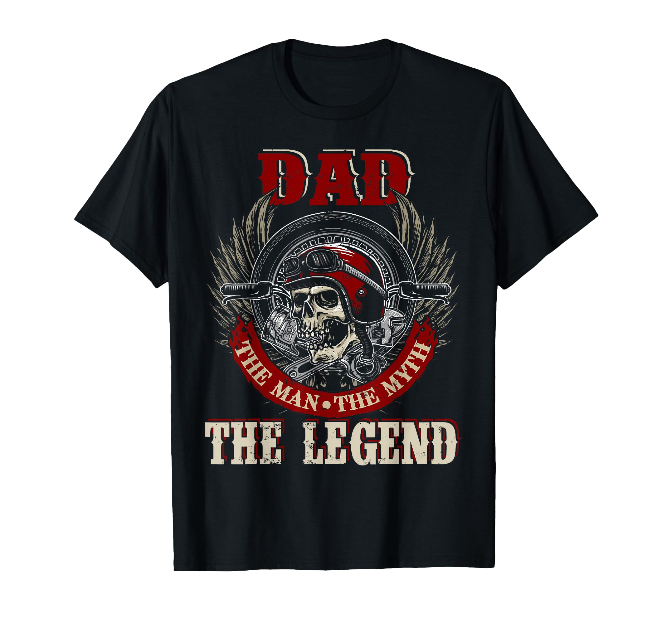 Dad Myth Happy Fathers Day Skull Biker T-Shirt - Trendy Graphic for Adults - T-Shirt, Sweatshirt, Hoodie