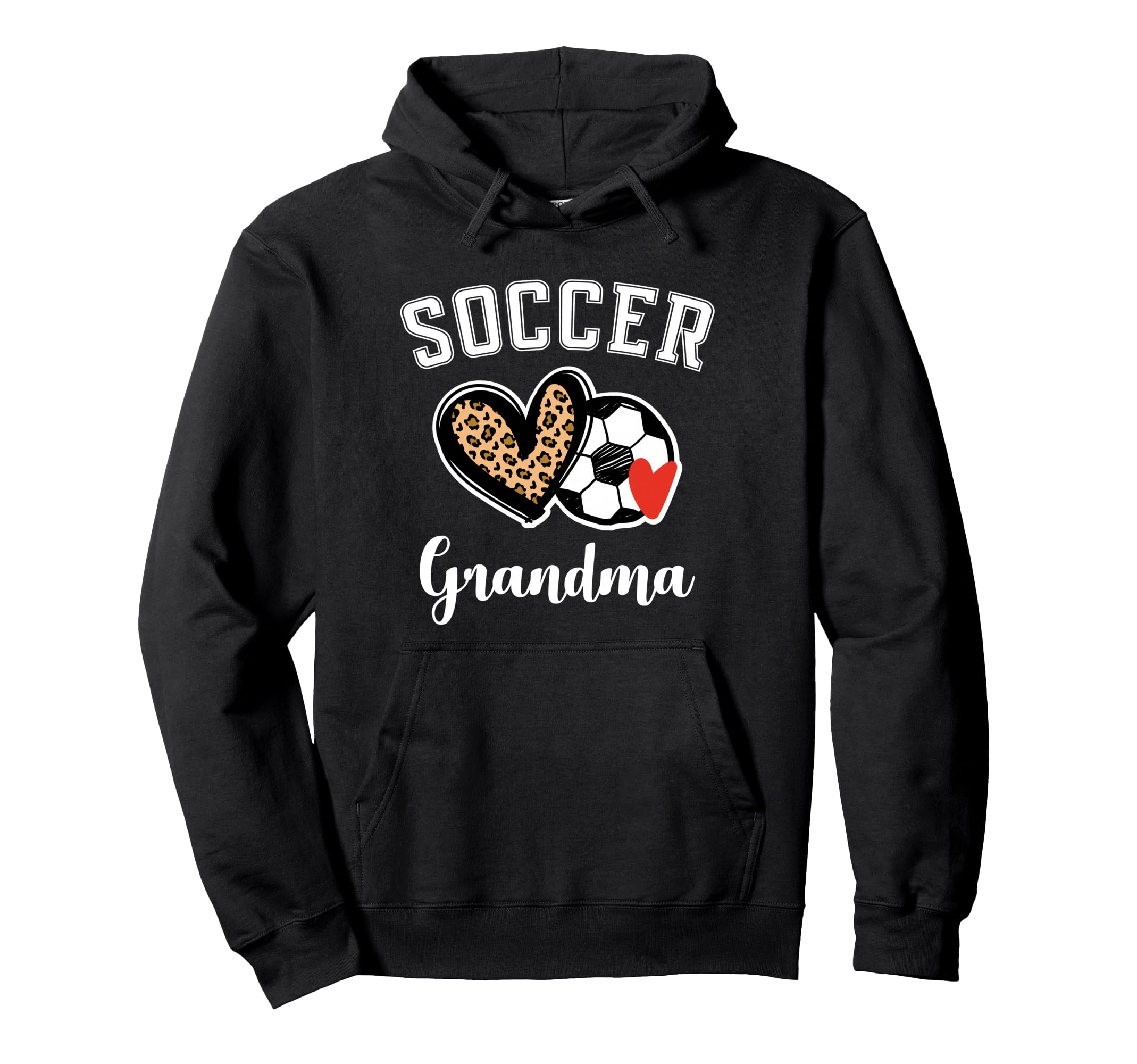 Soccer Grandma Leopard Heart Grandmother Hoodie - Graphic Print Men Women - T-Shirt, Sweatshirt, Hoodie