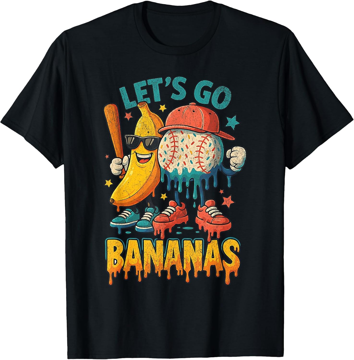Baseball Banana Funny Sports Drip Art for - Adult & Kids T-Shirts, Sweatshirts & Hoodies apparel design preview 1