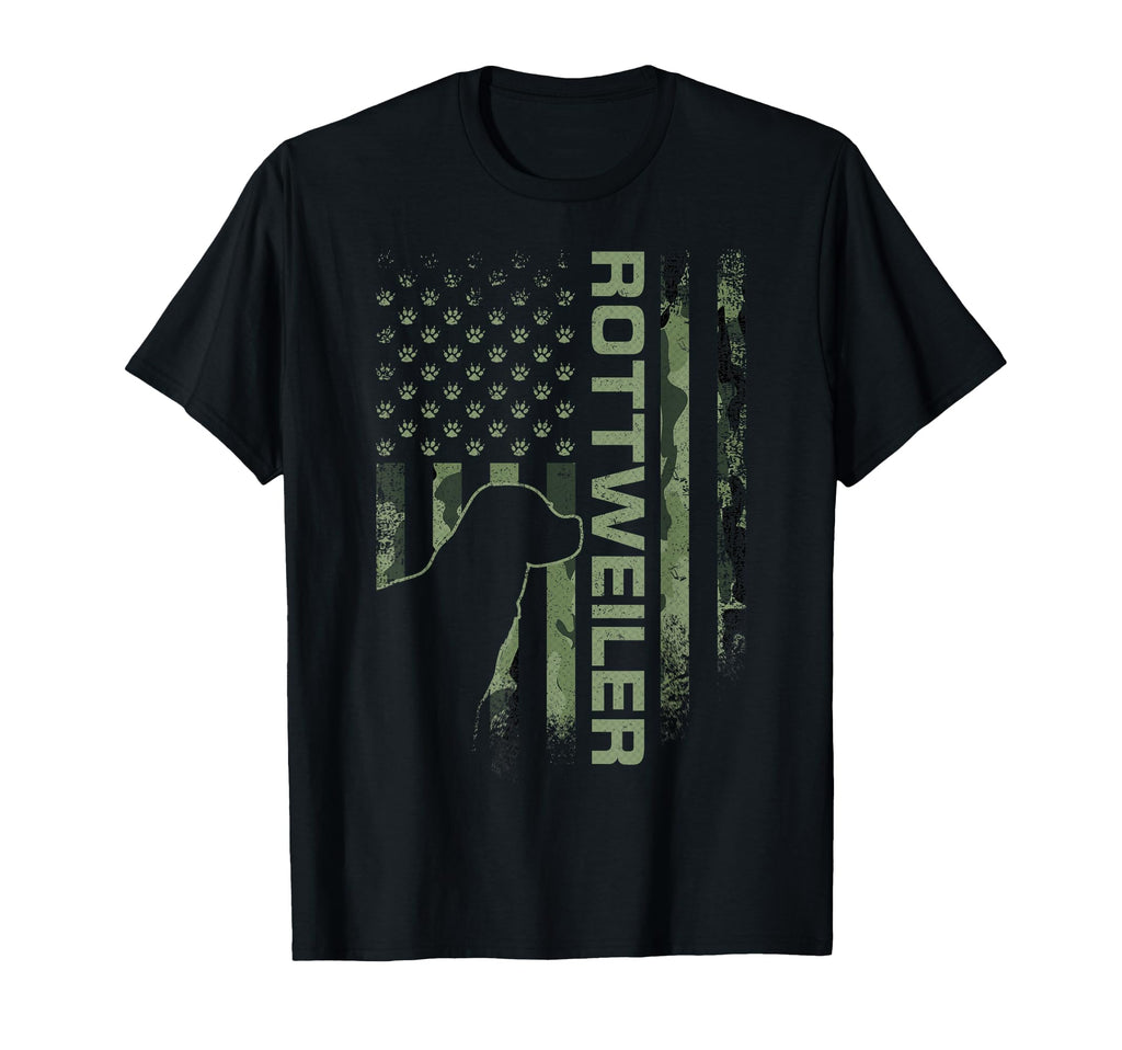 Usa American Camo Flag Rottweiler T-Shirt - Custom Art Print Men Women - T-Shirt, Sweatshirt, Hoodie